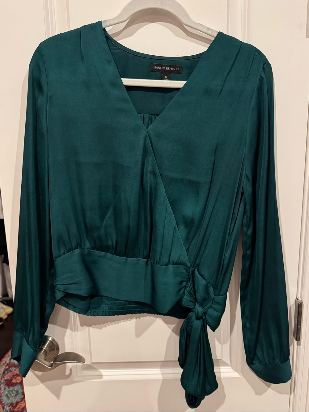 Banana Republic Deep Teal Satin Wrap Top